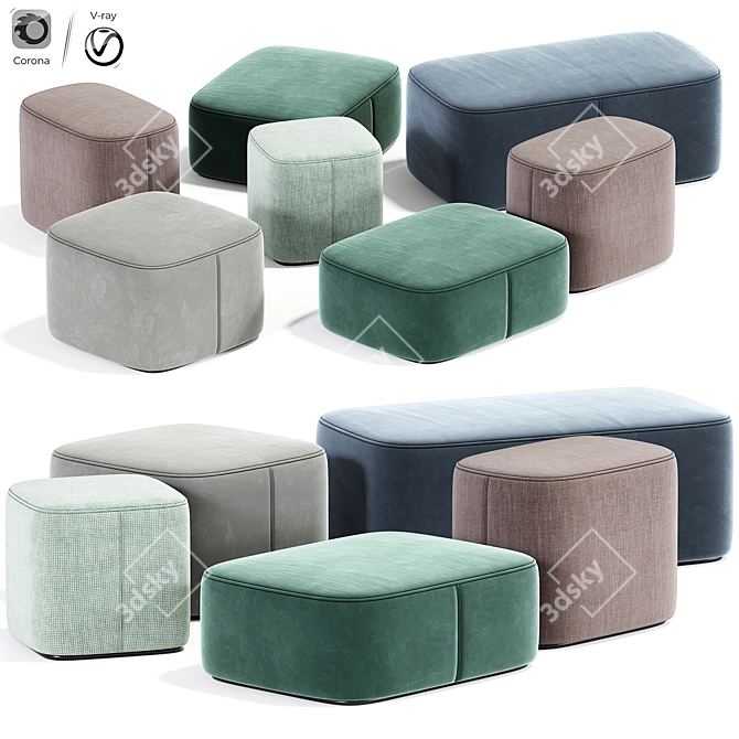 Maris Corner Pouf - Elegant and Versatile Seating 3D model image 1