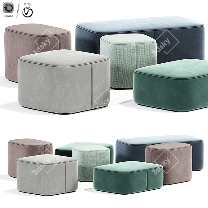 Maris Corner Pouf - Elegant and Versatile Seating 3D model image 2