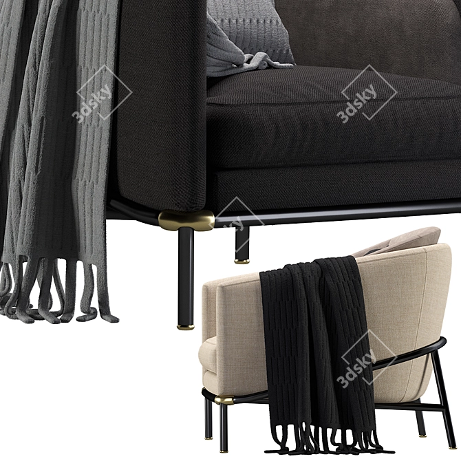 Elegant Minotti Fil Noir Armchair 3D model image 2