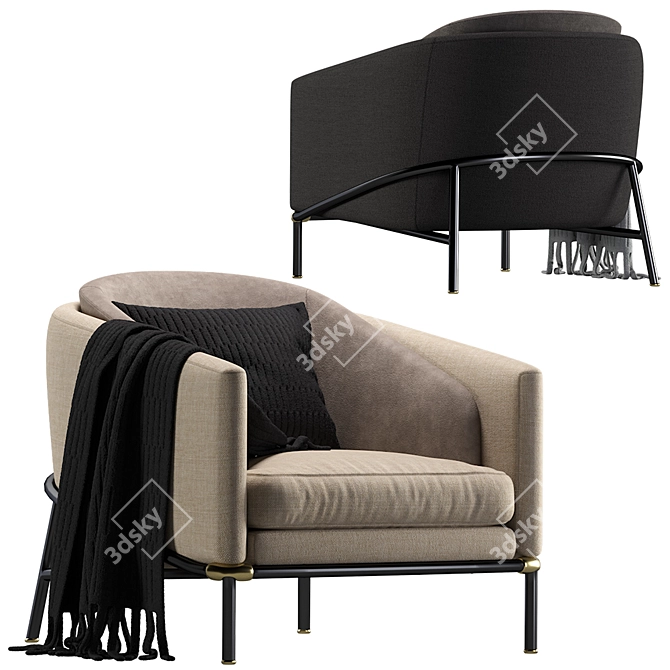 Elegant Minotti Fil Noir Armchair 3D model image 3