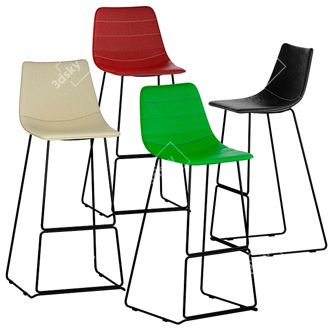 Modern Orange Bar Stool: Elegant and Comfortable 3D model image 2