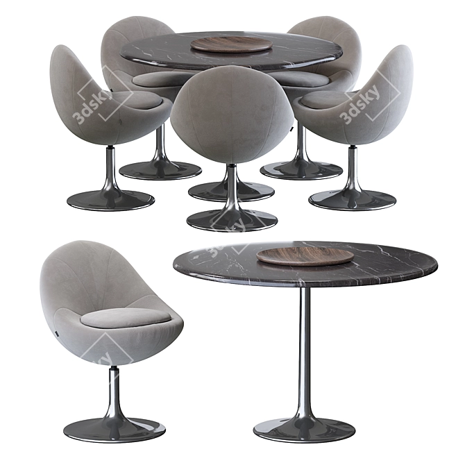 Elegant Venus Chair & Table Set 3D model image 2