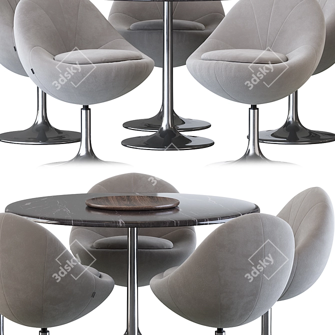 Elegant Venus Chair & Table Set 3D model image 3