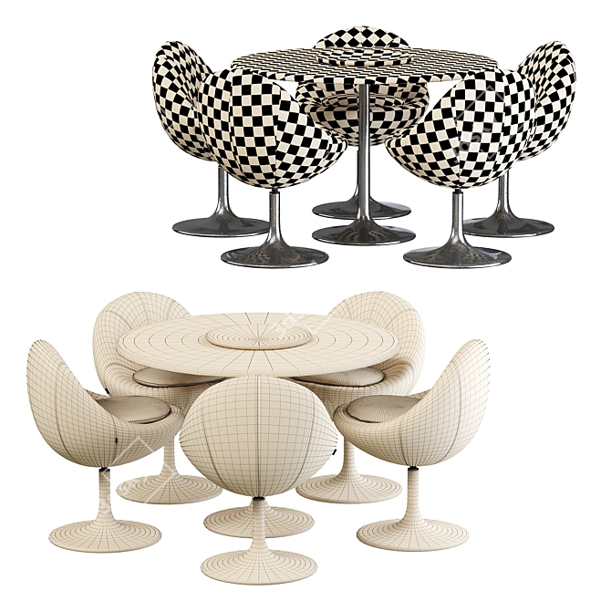 Elegant Venus Chair & Table Set 3D model image 4