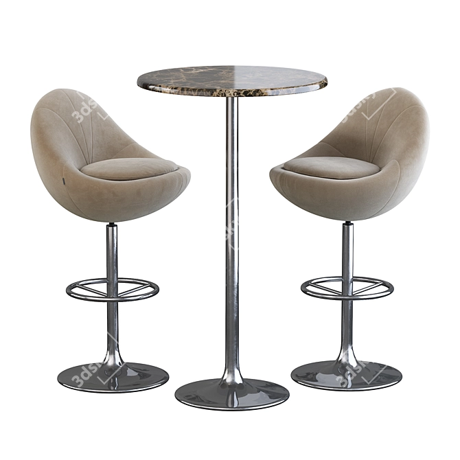 Elegant Venus Barstool & Table 3D model image 1