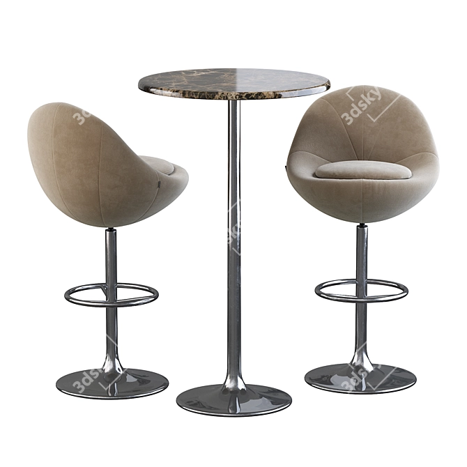 Elegant Venus Barstool & Table 3D model image 2