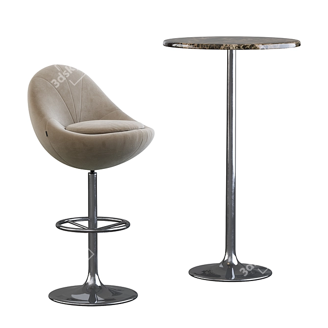 Elegant Venus Barstool & Table 3D model image 3