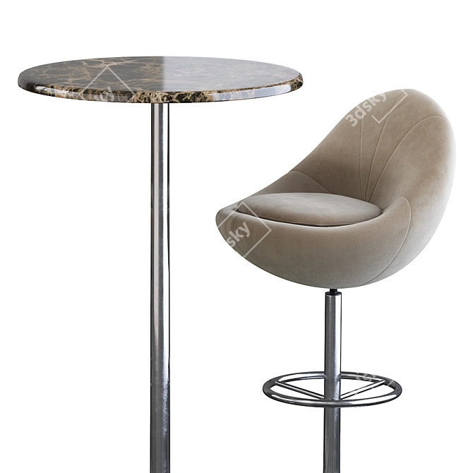 Elegant Venus Barstool & Table 3D model image 4