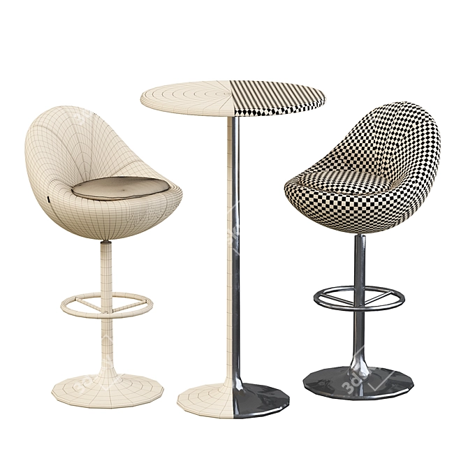 Elegant Venus Barstool & Table 3D model image 5