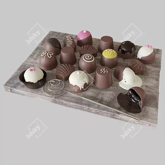 14-Piece Chocolate Bonbon Set 3D model image 1