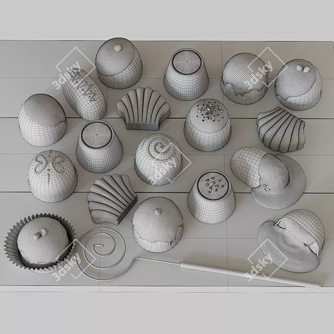 14-Piece Chocolate Bonbon Set 3D model image 3