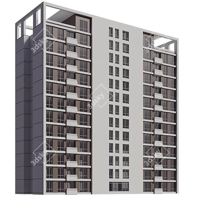 Modern Residential Building 3D Model 3D model image 3