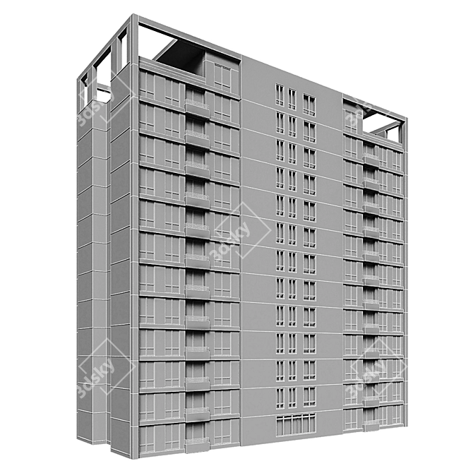 Modern Residential Building 3D Model 3D model image 5