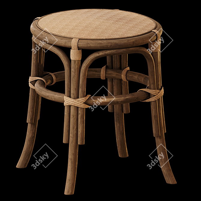 Elegant Rattan Stool 3D model image 1