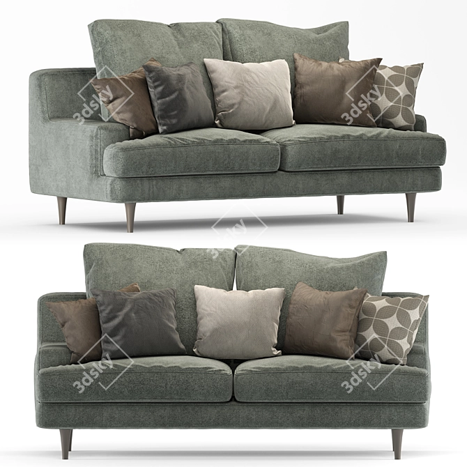 Elegant Green Velvet Sofa 3D model image 1