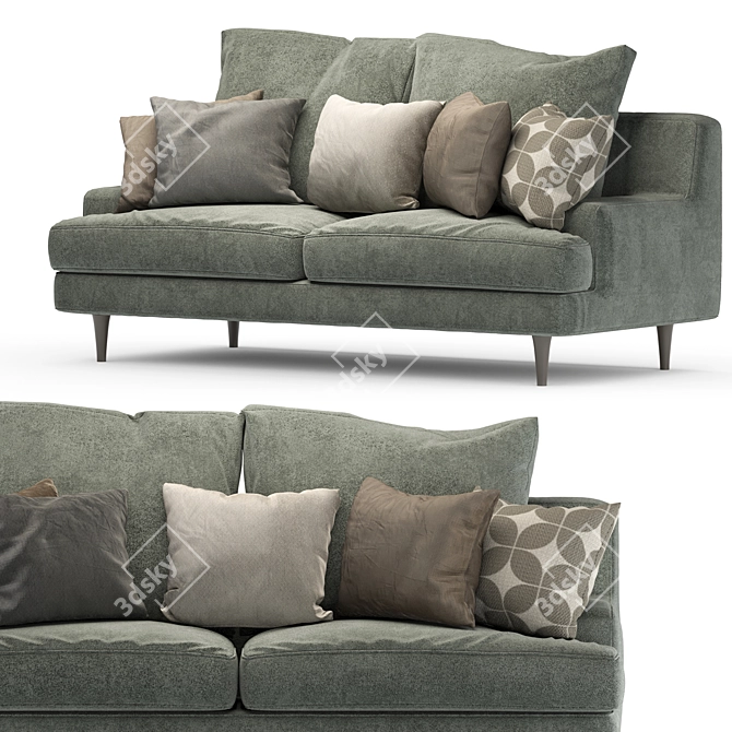 Elegant Green Velvet Sofa 3D model image 2