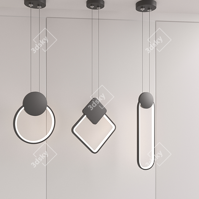 Sleek Aluminum LED Pendant 3D model image 4