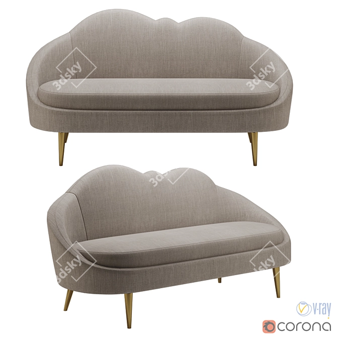 Elegant Ether Settee Sofa: Jonathan Adler 3D model image 1
