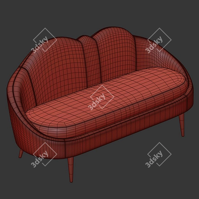 Elegant Ether Settee Sofa: Jonathan Adler 3D model image 2