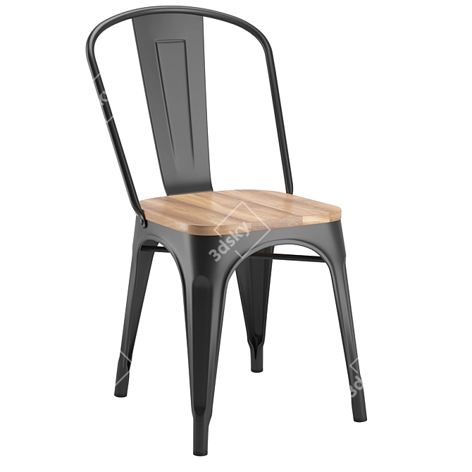 Modern Wood Tolix Chair, 2K Textures 3D model image 3