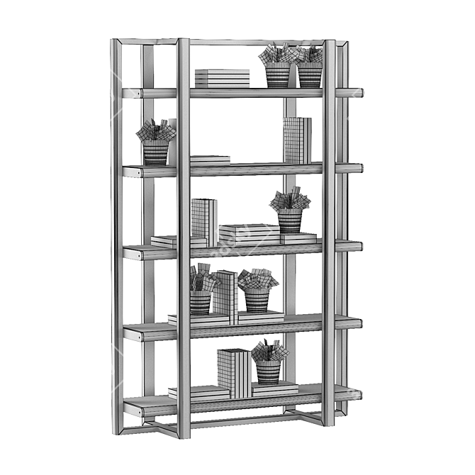 Tecninova Library 4225: Stylish Leather-Metal Bookshelf 3D model image 5