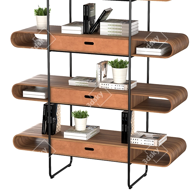 Apelle Leather Bookshelf Set 3D model image 2