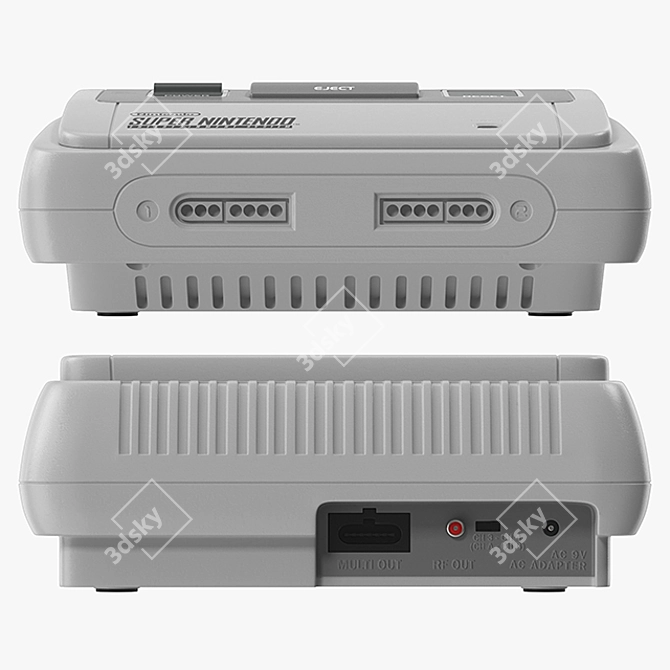 Vintage Super Nintendo Console 3D model image 4