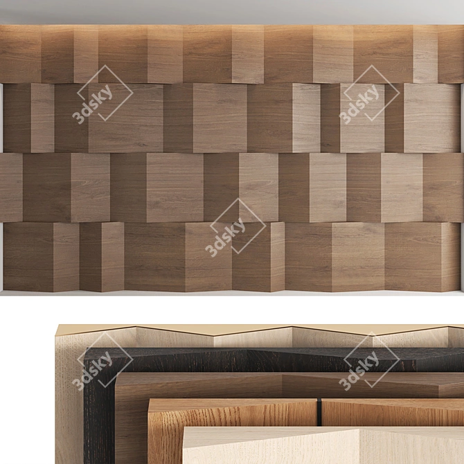 Decorative Wood and Metal Wall Panel Set 3D model image 1