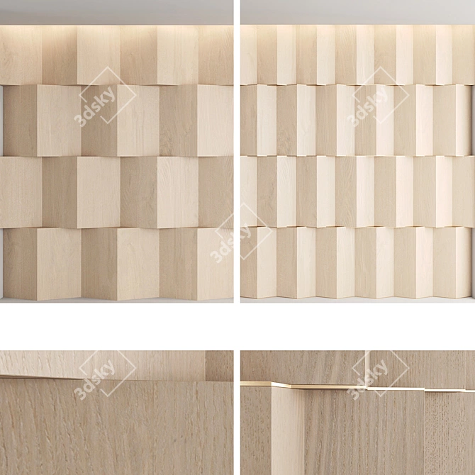 Decorative Wood and Metal Wall Panel Set 3D model image 2