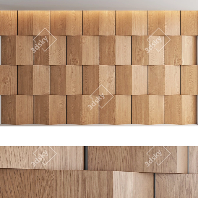 Decorative Wood and Metal Wall Panel Set 3D model image 3