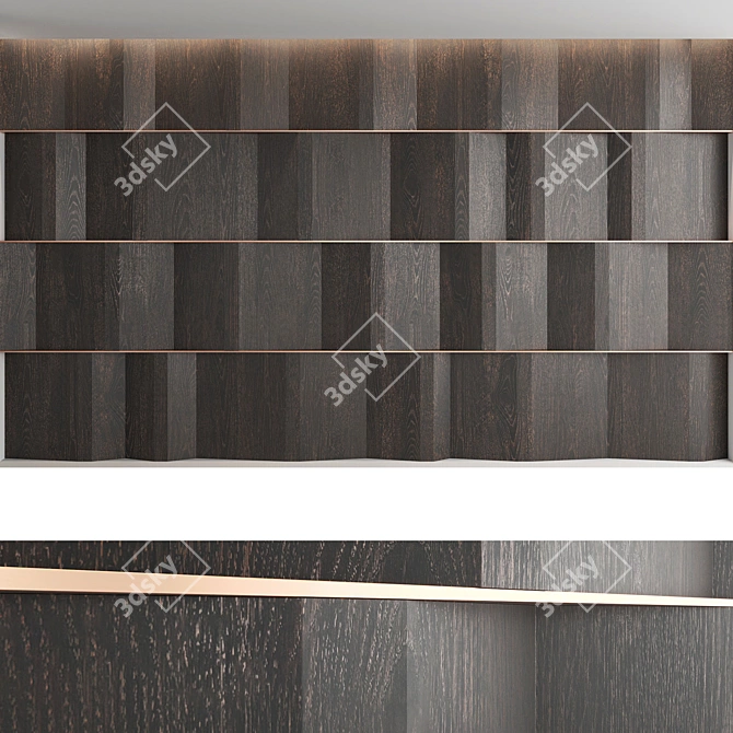 Decorative Wood and Metal Wall Panel Set 3D model image 4