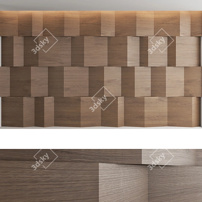 Decorative Wood and Metal Wall Panel Set 3D model image 5