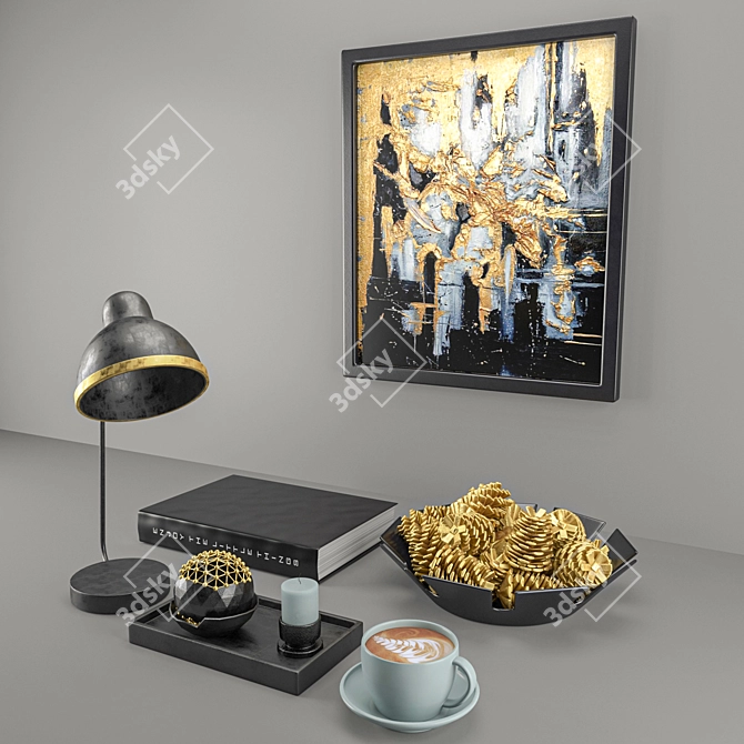 Elegant Black & Yellow Decor Set 3D model image 2