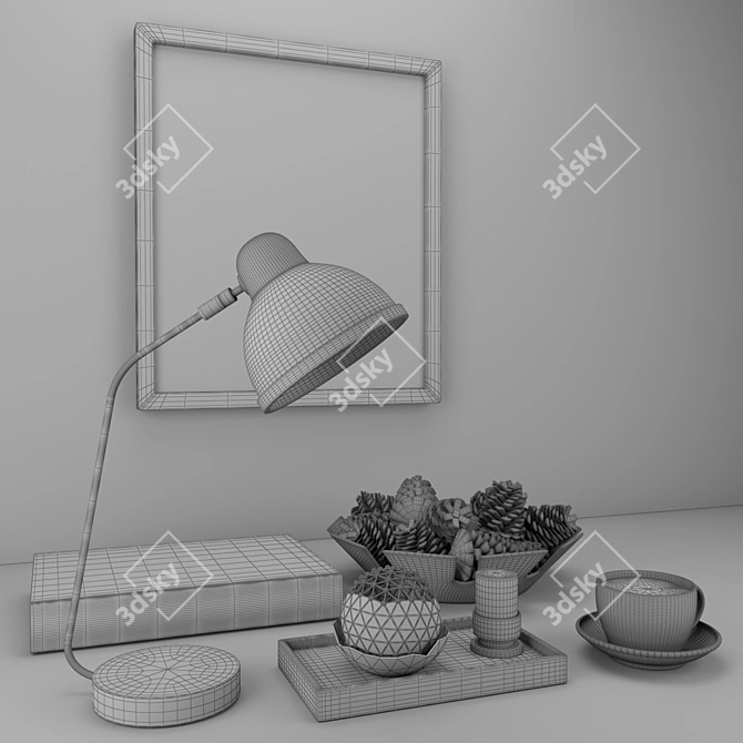 Elegant Black & Yellow Decor Set 3D model image 3