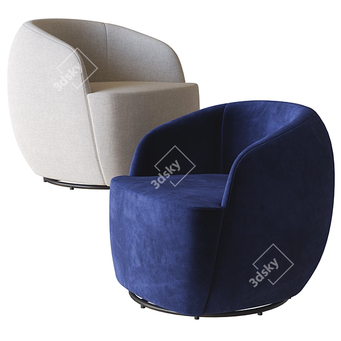 Navy Velvet Gwyneth Chair by CB2 3D model image 1