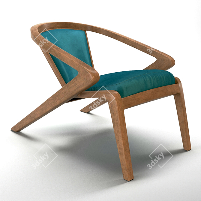 Portuguese Roots Chair in Wood & Fabric 3D model image 5