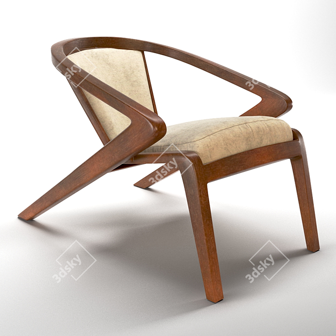 Portuguese Roots Chair in Wood & Fabric 3D model image 6