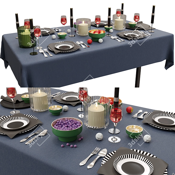 Corona Render Tableware Set 3D model image 1