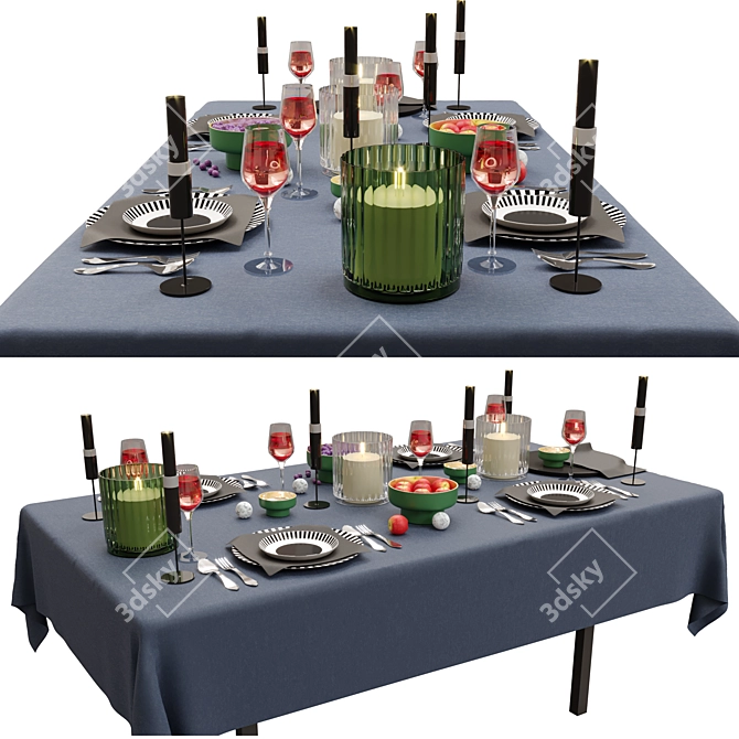 Corona Render Tableware Set 3D model image 2