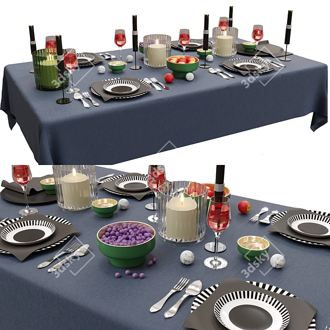 Corona Render Tableware Set 3D model image 4
