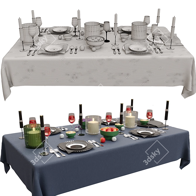 Corona Render Tableware Set 3D model image 6