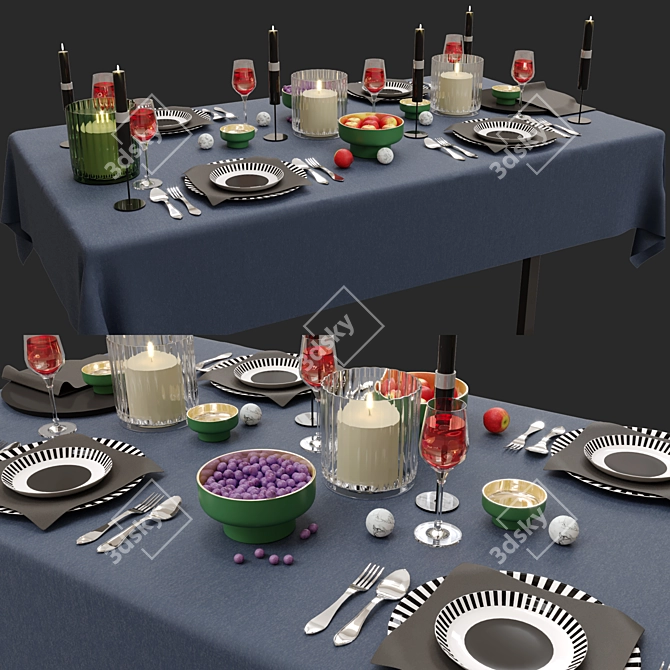 Corona Render Tableware Set 3D model image 7