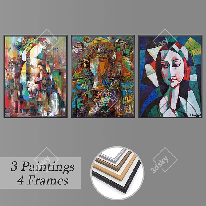 Versatile Set of Wall Paintings 3D model image 1