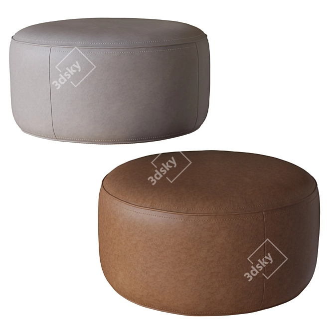 Luxury Leather Pouf 3D model image 1