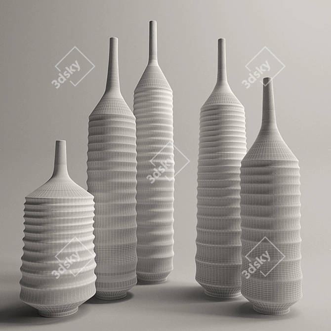 Modern Concrete Decor Vases Set 3D model image 3