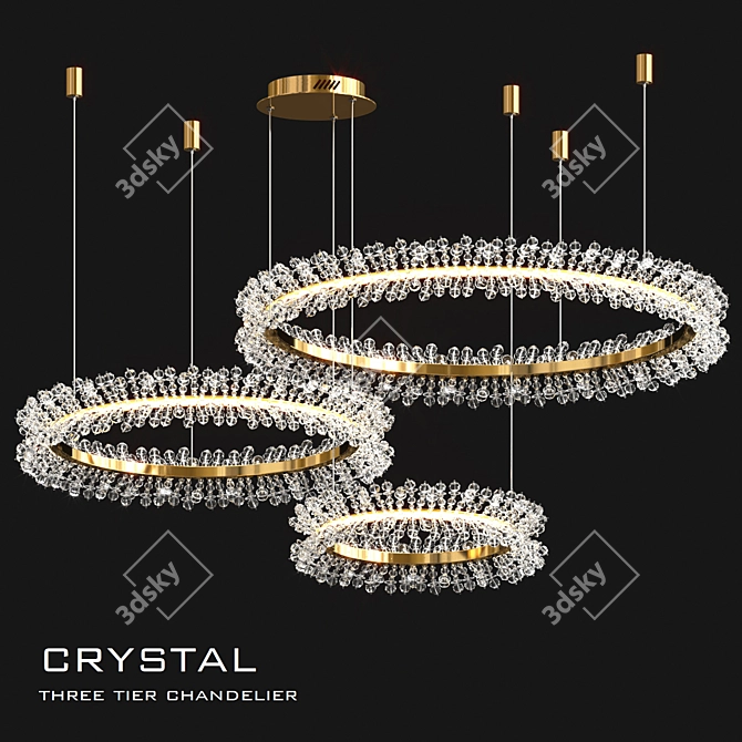 Crystal Tree Tiers Chandelier - Elegant Lighting Fixture 3D model image 1