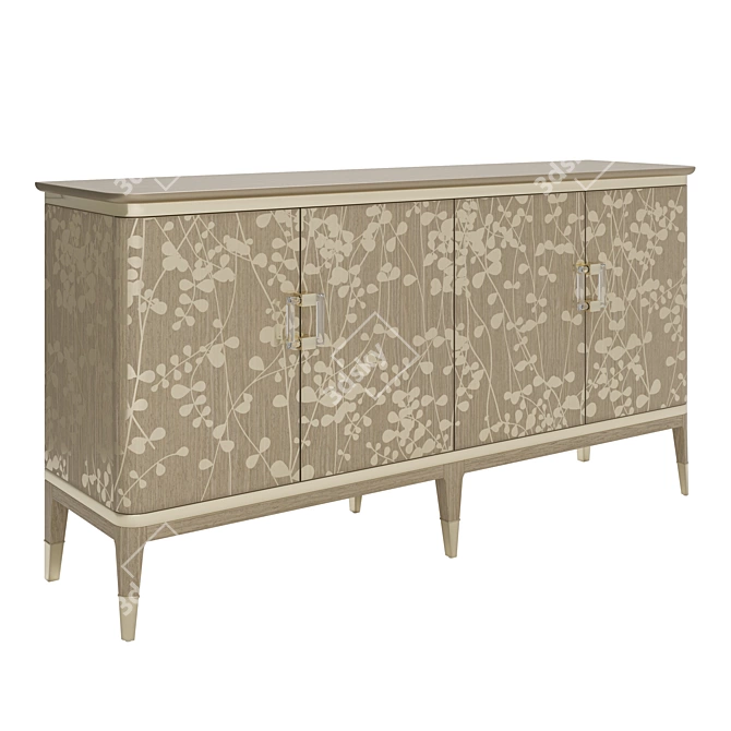 Radiant Koto Wood Buffet with Champagne Shimmer 3D model image 2