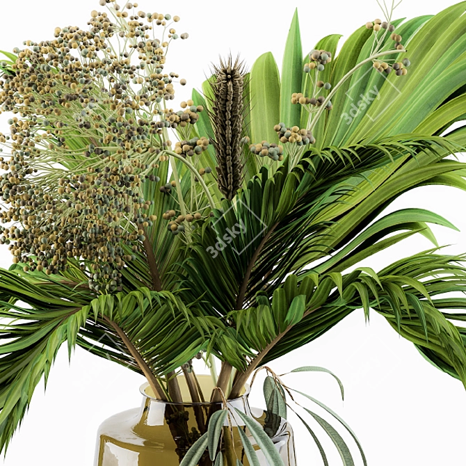 Tropical Banana Palm Bouquet Set 3D model image 4