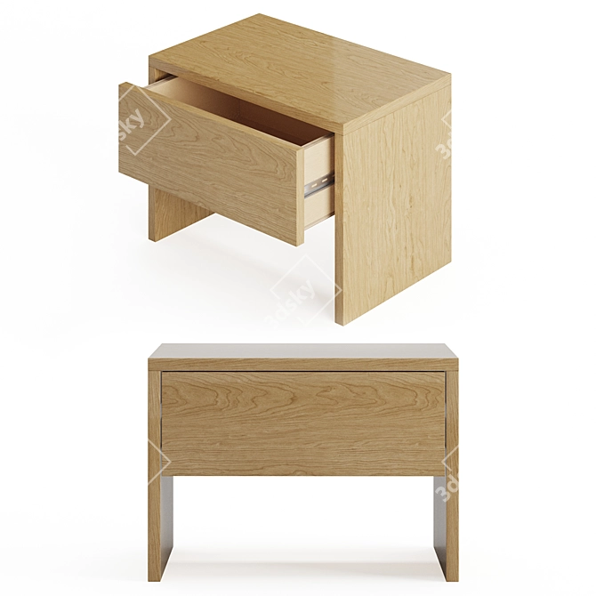 Kyoto Bedside Drawer Table - Stylish & Functional 3D model image 1