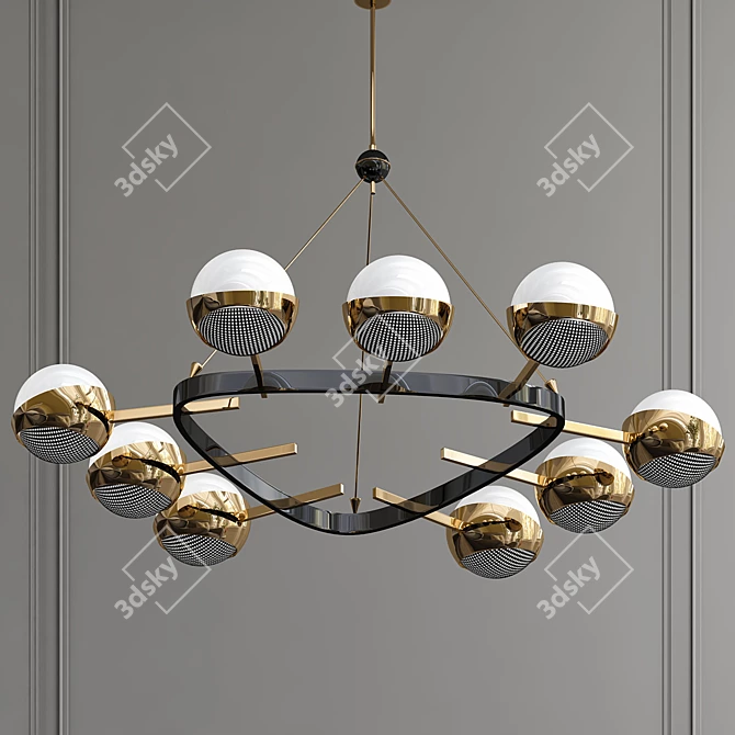 Stilnovo Triangular Brass Chandelier 3D model image 1